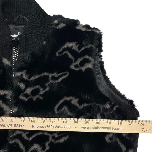Powder River Outfitters Faux Fur Western Vest Women XL Black Mustang Horse Print - Picture 7 of 10